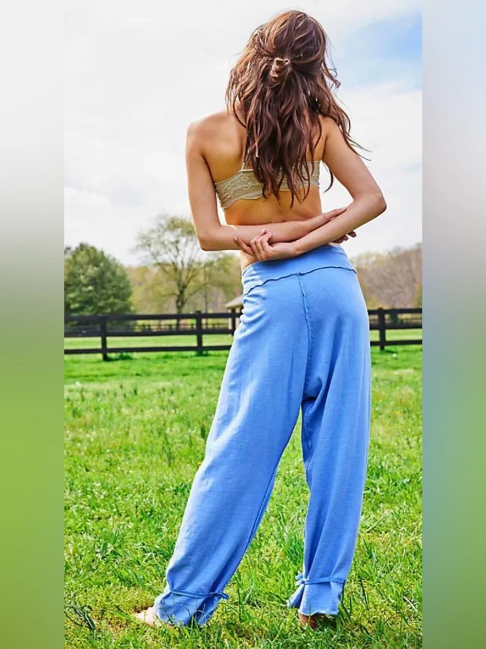 FREE PEOPLE Intimately - Organic Cotton Blue Lounge‎ Pants Size SP